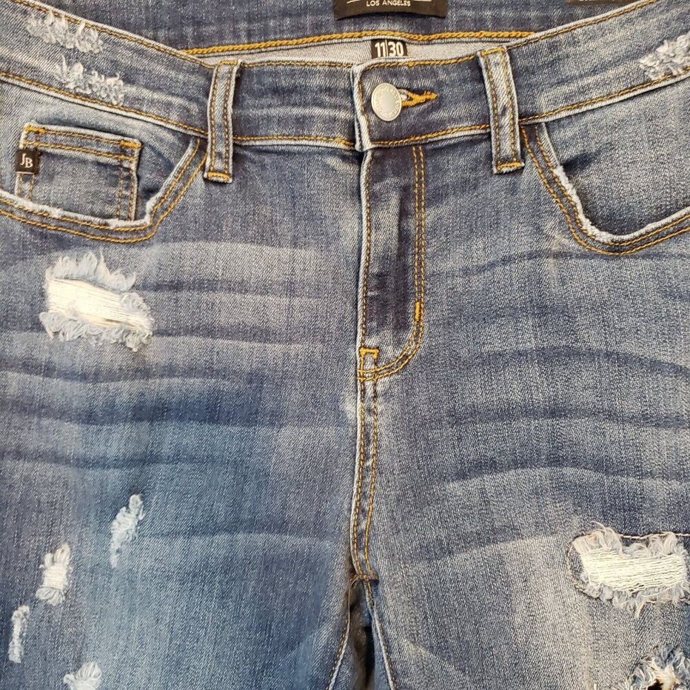 Judy Blue Jeans Womens 30 Blue Skinny Leopard Cheetah Print Ripped Stretch Denim - Picture 5 of 16